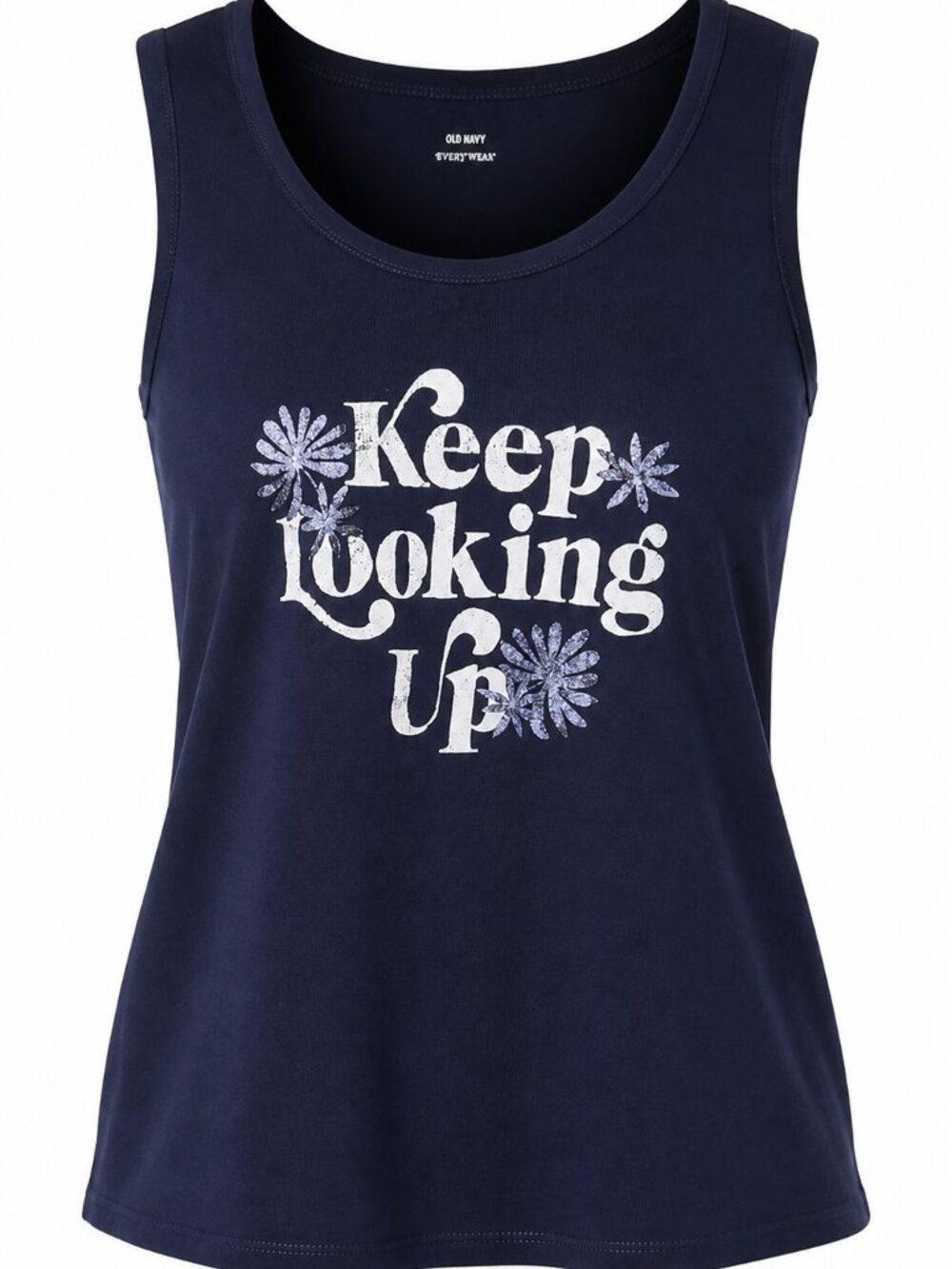 Old Navy Blue White Sleeveless Every day Wear Tank Top Large